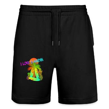 Amour des Caraïbes - Short de jogging bio TRAINER Stanley/Stella unisexe - noir - Devant - Nik (191cm) & Marisol (170cm)