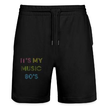 80 s Music - Stanley/Stella Unisex Bio Joggingshorts Trainer  - Schwarz - Vorne - Nik (191cm) & Marisol (170cm)