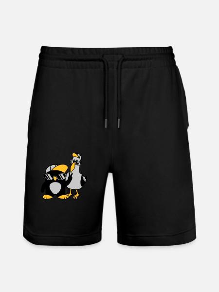 Möwe Pinguin 2 Freunde - Stanley/Stella Unisex Bio Joggingshorts Trainer  - Schwarz