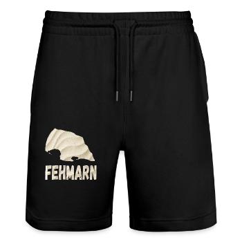 Fehmarn Ostsee für jeden Fehmarner Ostsee - Stanley/Stella Unisex Bio Joggingshorts Trainer  - Schwarz - Vorne - Nik (191cm) & Marisol (170cm)