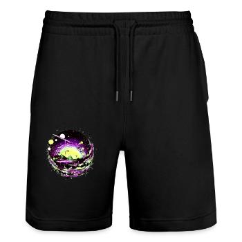 Regarder les étoiles dans un système solaire extraterrestre - Short de jogging bio TRAINER Stanley/Stella unisexe - noir - Devant - Nik (191cm) & Marisol (170cm)