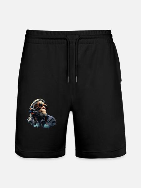 Gamer Chimp with headset - Stanley/Stella Trainer Unisex Organic Jogging Shorts - black