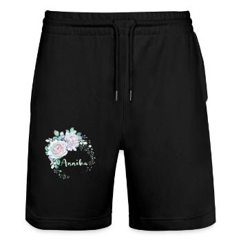 Pour Annika - Short de jogging bio TRAINER Stanley/Stella unisexe - noir - Devant - Nik (191cm) & Marisol (170cm)