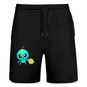 Alien Fruchtzauber: Süße Limone aus dem All - Stanley/Stella Unisex Bio Joggingshorts Trainer  - Schwarz - Vorne - Nik (191cm) & Marisol (170cm)