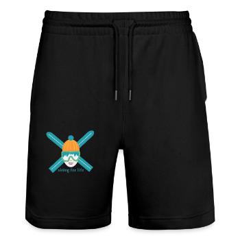 Skifahren 4 Leben - Stanley/Stella Unisex Bio Joggingshorts Trainer  - Schwarz - Vorne - Nik (191cm) & Marisol (170cm)