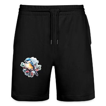 Blaumeise im Winter - Stanley/Stella Unisex Bio Joggingshorts Trainer  - Schwarz - Vorne - Nik (191cm) & Marisol (170cm)