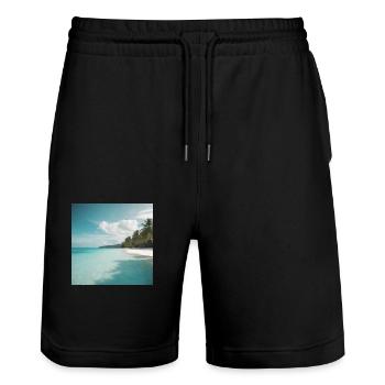 Tropisches Paradies - Stanley/Stella Unisex Bio Joggingshorts Trainer  - Schwarz - Vorne - Nik (191cm) & Marisol (170cm)