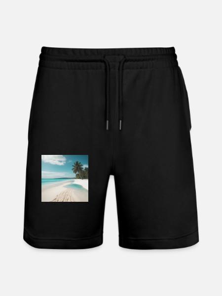 Tropischer Strand - Stanley/Stella Unisex Bio Joggingshorts Trainer - Schwarz