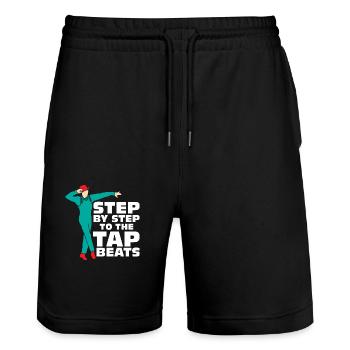 Step By Step To The Tap Beats Tap Dance Tap Dancer - Stanley/Stella Trainer Unisex Organic Jogging Shorts - black - Front - Nik (191cm) & Marisol (170cm)