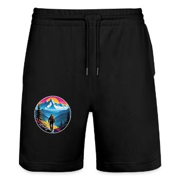 randonnée nature et montagne - Short de jogging bio TRAINER Stanley/Stella unisexe - noir - Devant - Nik (191cm) & Marisol (170cm)