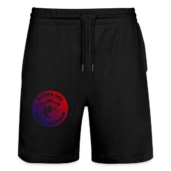 Schaf Apres Ski Team Spruch Bunt - Stanley/Stella Unisex Bio Joggingshorts Trainer  - Schwarz - Vorne - Nik (191cm) & Marisol (170cm)