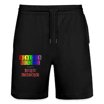 Menschenrechte und Vielfalt in der Gesellschaft - Stanley/Stella Unisex Bio Joggingshorts Trainer  - Schwarz - Vorne - Nik (191cm) & Marisol (170cm)
