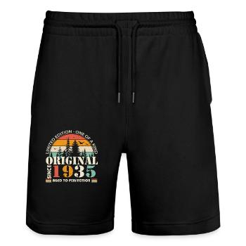 1935 : Légende vintage pour le 89e anniversaire - Short de jogging bio TRAINER Stanley/Stella unisexe - noir - Devant - Nik (191cm) & Marisol (170cm)
