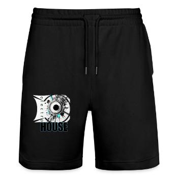 electro house, Musikstil, Tanzmusik - Stanley/Stella Unisex Bio Joggingshorts Trainer  - Schwarz - Vorne - Nik (191cm) & Marisol (170cm)