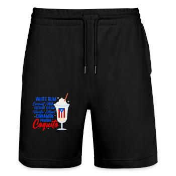 Coquito Recipe Rum Drink Coconut Puerto Rican - Stanley/Stella Unisex Bio Joggingshorts Trainer  - Schwarz - Vorne - Nik (191cm) & Marisol (170cm)