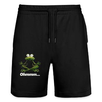 Yoga Frosch #lovely toons - Stanley/Stella Unisex Bio Joggingshorts Trainer  - Schwarz - Vorne - Nik (191cm) & Marisol (170cm)