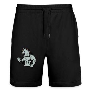 Horse Strong - Stanley/Stella Trainer Unisex Organic Jogging Shorts - black - Front - Nik (191cm) & Marisol (170cm)