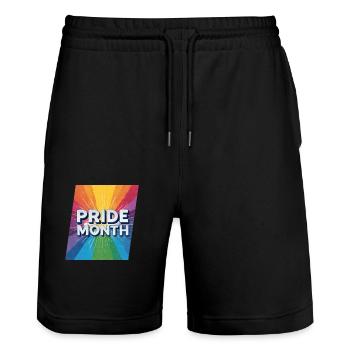 LGBTQ Pride Month - Stanley/Stella Trainer Unisex Organic Jogging Shorts - black - Front - Nik (191cm) & Marisol (170cm)