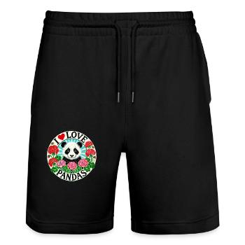 I Love Pandas - Stanley/Stella Trainer Unisex Organic Jogging Shorts - black - Front - Nik (191cm) & Marisol (170cm)