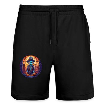 Gruseliges Halloween-partykostüm Zombie - Stanley/Stella Trainer Unisex Organic Jogging Shorts - black - Front - Nik (191cm) & Marisol (170cm)