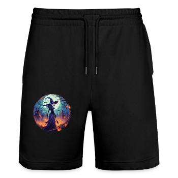 Gruseliges Halloween-partykostüm Hexe - Stanley/Stella Trainer Unisex Organic Jogging Shorts - black - Front - Nik (191cm) & Marisol (170cm)
