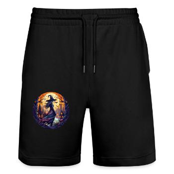 Gruseliges Halloween-partykostüm Hexe - Stanley/Stella Unisex Bio Joggingshorts Trainer  - Schwarz - Vorne - Nik (191cm) & Marisol (170cm)
