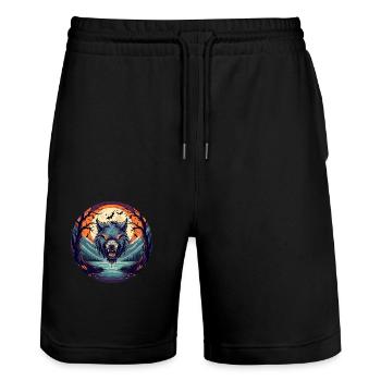 Gruseliges Halloween Party Kostüm Werwolf - Stanley/Stella Trainer Unisex Organic Jogging Shorts - black - Front - Nik (191cm) & Marisol (170cm)