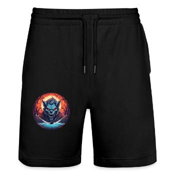 Creepy Halloween Party Costume Werewolf Field - Stanley/Stella Trainer Unisex Organic Jogging Shorts - black - Front - Nik (191cm) & Marisol (170cm)