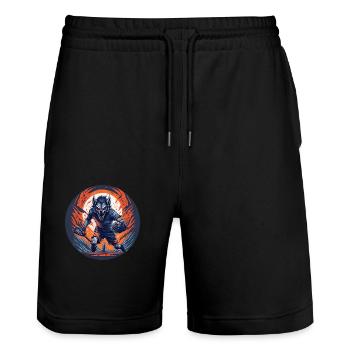 Spooky Halloween Party Costume Werewolf Lacrosse - Stanley/Stella Trainer Unisex Organic Jogging Shorts - black - Front - Nik (191cm) & Marisol (170cm)