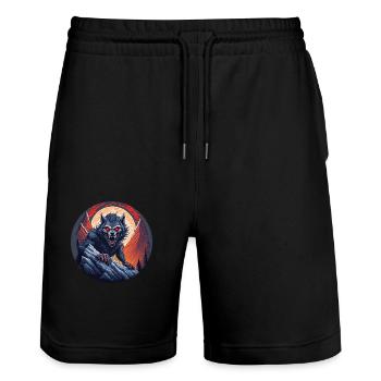 Creepy Halloween Werewolf Climbing Party Costume - Stanley/Stella Trainer Unisex Organic Jogging Shorts - black - Front - Nik (191cm) & Marisol (170cm)