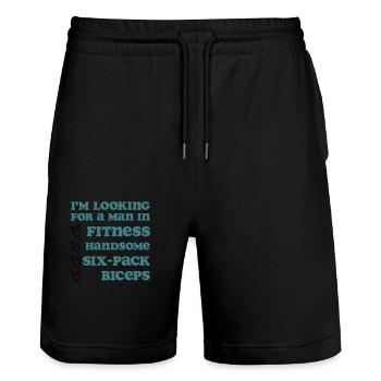Je cherche un homme en forme - Short de jogging bio TRAINER Stanley/Stella unisexe - noir - Devant - Nik (191cm) & Marisol (170cm)