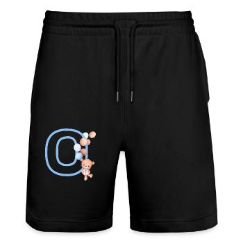 Lettre o bleue ours - Short de jogging bio TRAINER Stanley/Stella unisexe - noir - Devant - Nik (191cm) & Marisol (170cm)