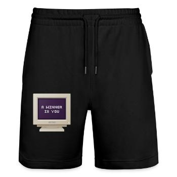 CRT Design - Ein Gewinner sind Sie - Stanley/Stella Unisex Bio Joggingshorts Trainer  - Schwarz - Vorne - Nik (191cm) & Marisol (170cm)