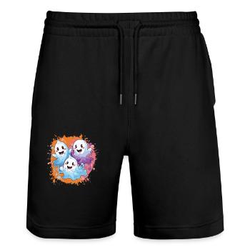 Geister Team - Stanley/Stella Unisex Bio Joggingshorts Trainer  - Schwarz - Vorne - Nik (191cm) & Marisol (170cm)