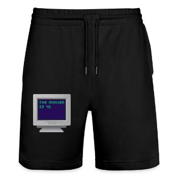 CRT - The answer is 42. - Stanley/Stella Trainer Unisex Organic Jogging Shorts - black - Front - Nik (191cm) & Marisol (170cm)