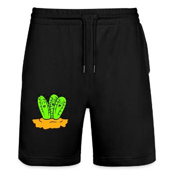 3 Cacti Friends Cactus Faces Prickly Desert - Stanley/Stella Trainer Unisex Organic Jogging Shorts - black - Front - Nik (191cm) & Marisol (170cm)