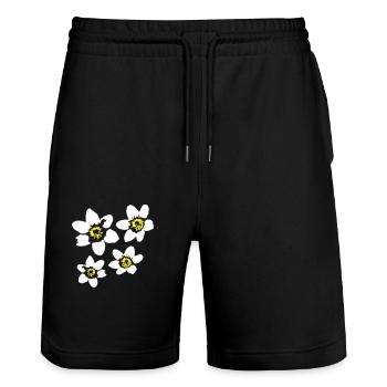 4 White Daisies Flowers Spring Summer Flowers - Stanley/Stella Trainer Unisex Organic Jogging Shorts - black - Front - Nik (191cm) & Marisol (170cm)