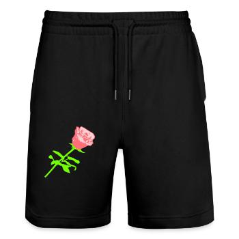 Pretty Beautiful Rose Blossom Leaf Roses Romantic - Stanley/Stella Trainer Unisex Organic Jogging Shorts - black - Front - Nik (191cm) & Marisol (170cm)