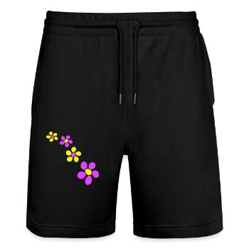 Viele Bunte Blumen Schön Dekorativ Muster Design - Stanley/Stella Unisex Bio Joggingshorts Trainer  - Schwarz - Vorne - Nik (191cm) & Marisol (170cm)
