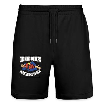 Jiu Jitsu Humor on the Mat - Stanley/Stella Trainer Unisex Organic Jogging Shorts - black - Front - Nik (191cm) & Marisol (170cm)