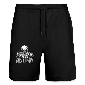 No Limit Hard Workout Skull with Dumbbell - Stanley/Stella Trainer Unisex Organic Jogging Shorts - black - Front - Nik (191cm) & Marisol (170cm)