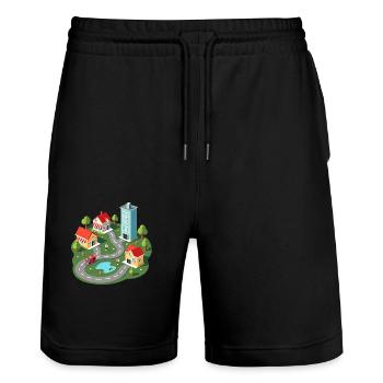 Car Play Mat - Father's Day with Cars - Stanley/Stella Trainer Unisex Organic Jogging Shorts - black - Front - Nik (191cm) & Marisol (170cm)