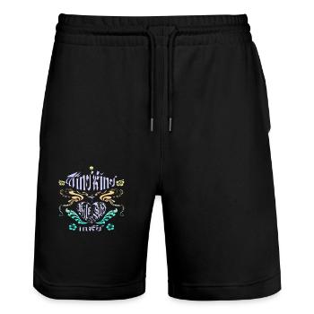 Windkind Kitesurfink'd - Stanley/Stella Trainer Unisex Organic Jogging Shorts - black - Front - Nik (191cm) & Marisol (170cm)