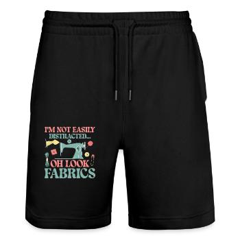 I'm Not Easily Distracted Quilter Quilting - Stanley/Stella Trainer Unisex Organic Jogging Shorts - black - Front - Nik (191cm) & Marisol (170cm)
