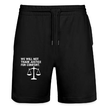 Nous n’échangerons pas la justice contre le confort - Short de jogging bio TRAINER Stanley/Stella unisexe - noir - Devant - Nik (191cm) & Marisol (170cm)