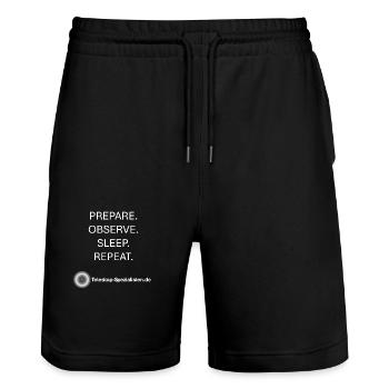 Astronomie Prepare Observe Sleep Repeat Teleskop - Stanley/Stella Unisex Bio Joggingshorts Trainer  - Schwarz - Vorne - Nik (191cm) & Marisol (170cm)