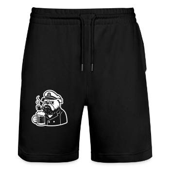 Kapitän Bier Hund Bulldog - Stanley/Stella Unisex Bio Joggingshorts Trainer  - Schwarz - Vorne - Nik (191cm) & Marisol (170cm)