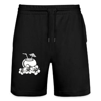 Cocktail Hibiscus - Stanley/Stella Trainer Unisex Organic Jogging Shorts - black - Front - Nik (191cm) & Marisol (170cm)