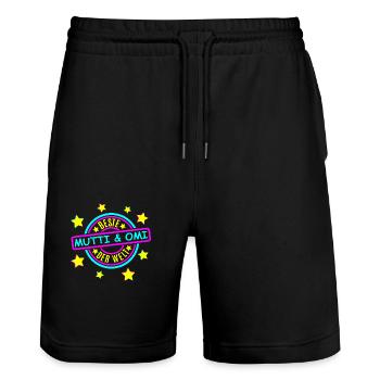 Beste Mutti Omi - Stanley/Stella Unisex Bio Joggingshorts Trainer  - Schwarz - Vorne - Nik (191cm) & Marisol (170cm)
