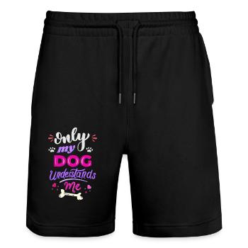 Seul mon chien me comprend Drôle de chien dire - Short de jogging bio TRAINER Stanley/Stella unisexe - noir - Devant - Nik (191cm) & Marisol (170cm)